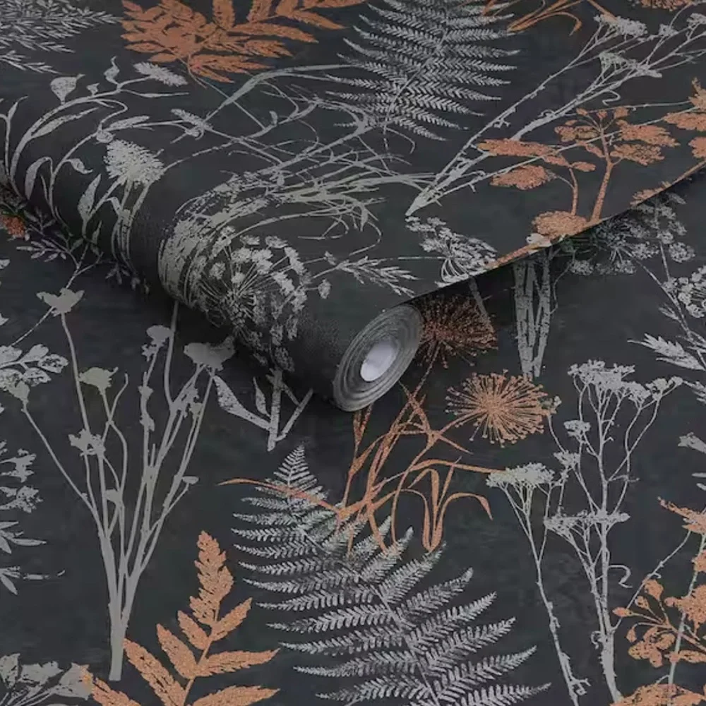 New! 1 Roll Organics Black and Copper Botanical Wallpaper by Superfresco Easy